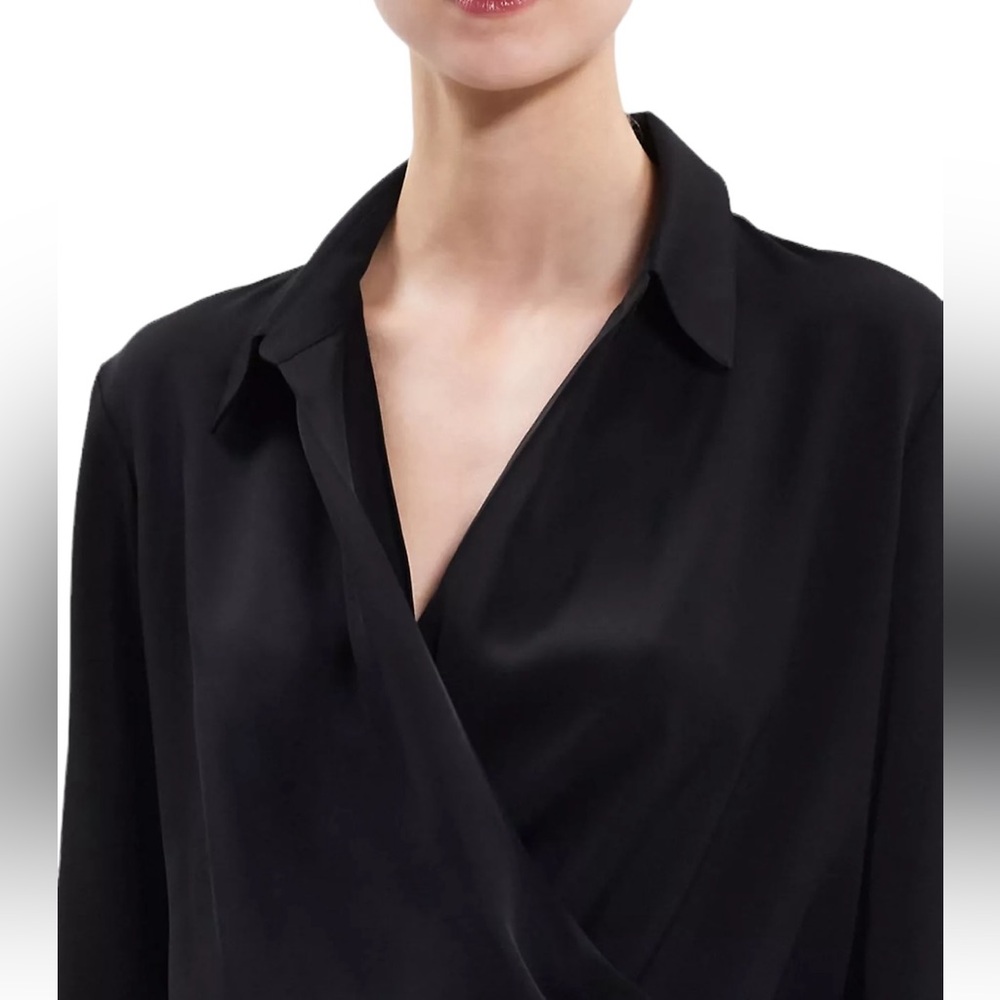 Black - Theory Wrap Blouse